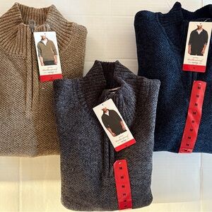 Weatherproof Vintage Men's Chenille 1/4 Zip Sweater Bundle of 3